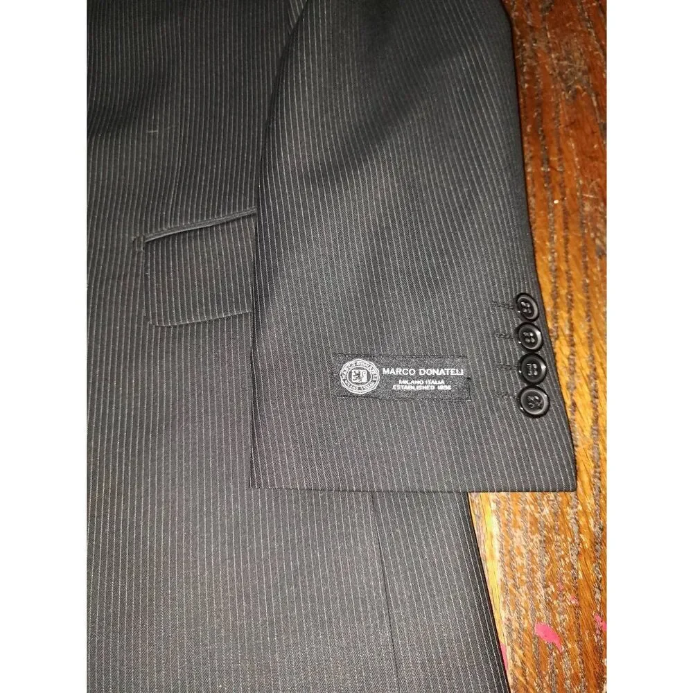 New 36R Marco Donateli Milan Italia Black Suit Sports Coat Jacket Blazer NWT